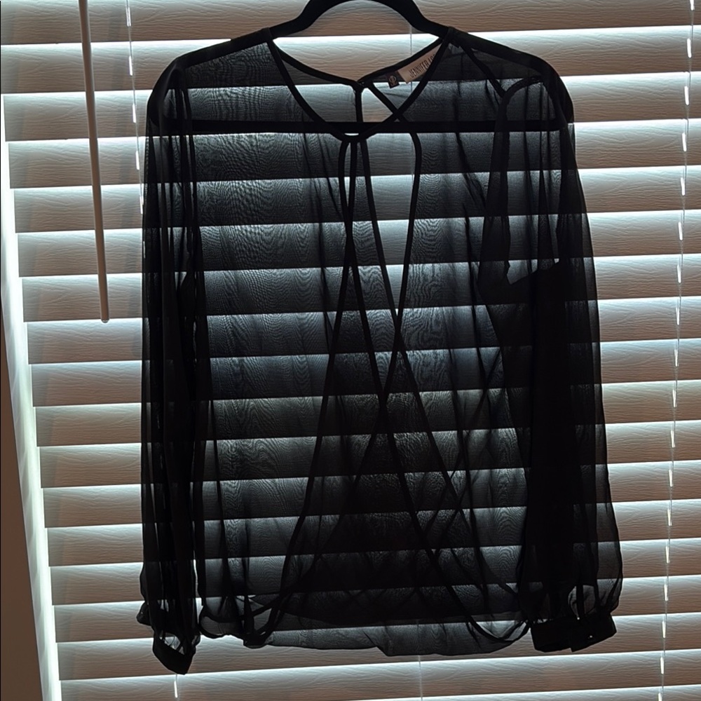 Jennifer Lopez Sheer Black Blouse